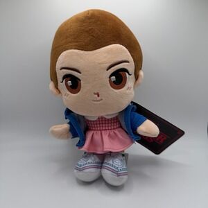 Netflix Stranger Things Eleven Plush Toy Jazwares Pink Dress Blue Jacket 8" NWT